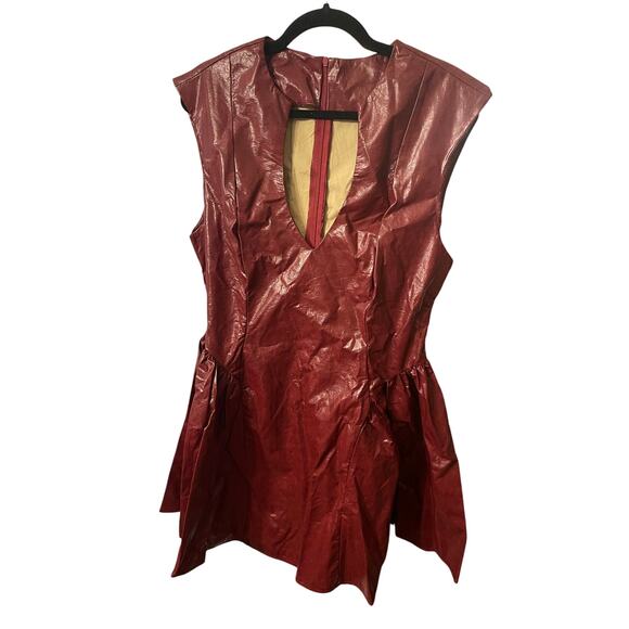 Micas Faux Leather V-Neck Ruched Mini Dress, NWT XL - Picture 5 of 6